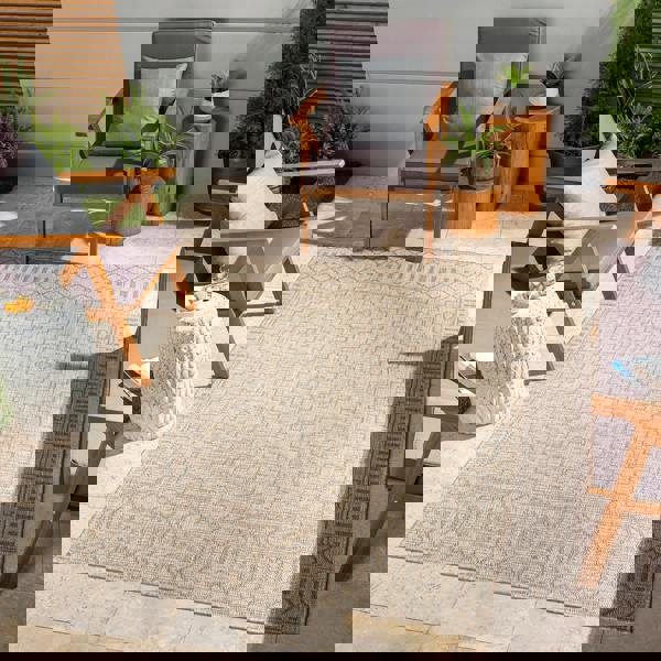 Livabliss Tuareg-Global Brown Ivory Graphic In- & Outdoor Jute-Look Rug