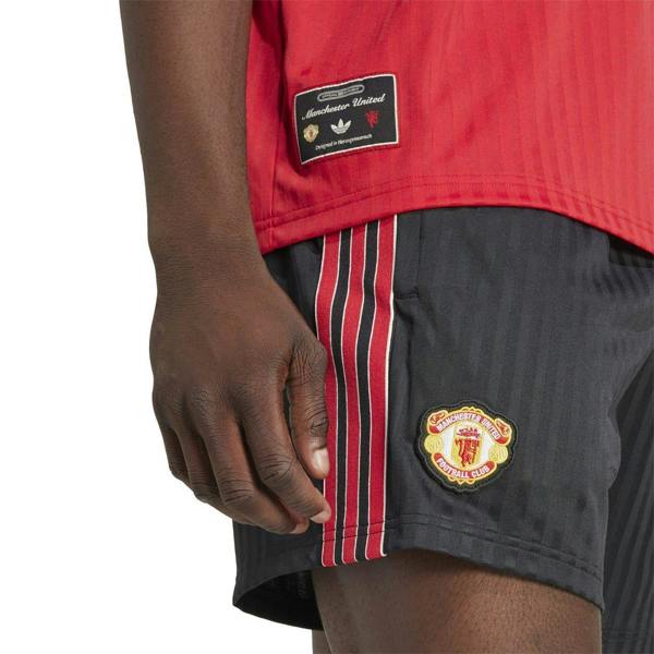 Adidas Unisex Adult Terrace Icons Polyester Manchester United FC Shorts - Black - 