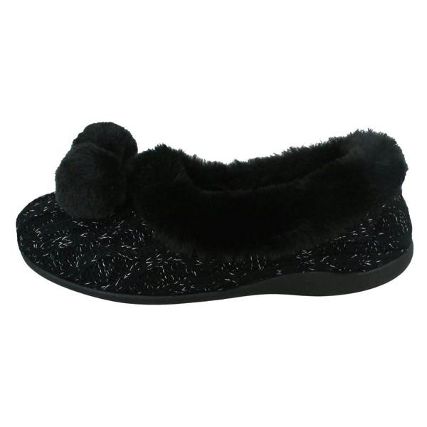 Rose Bank Ladies Rose Bank Memory Foam Knitted Pom Pom Slippers Chloe