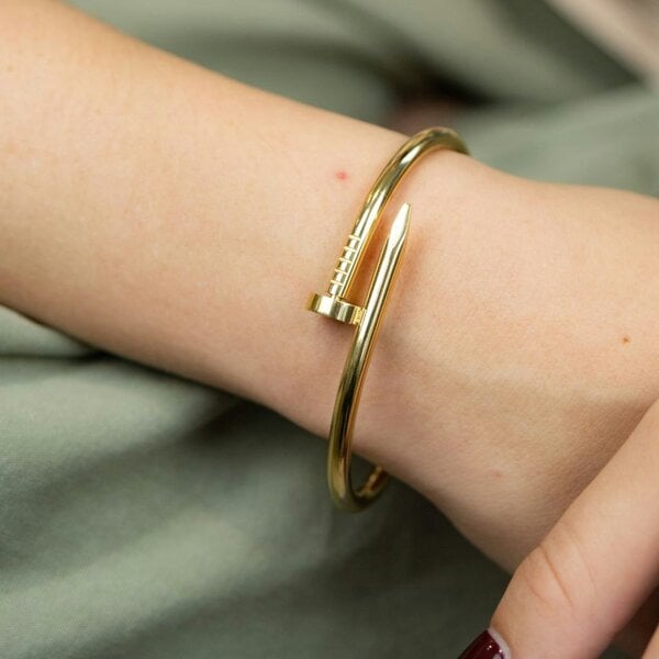 The Colourful Aura 18ct Plated Handmade Nail Luxury Cuff Arm Bangle Bracelet