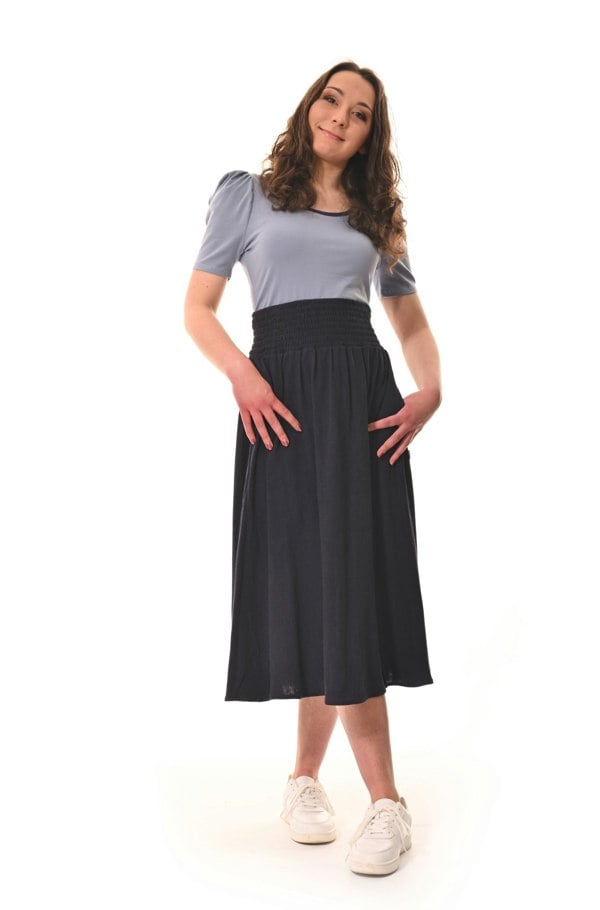 Frock Tales Sicily Midaxi Skirt With Split in Navy