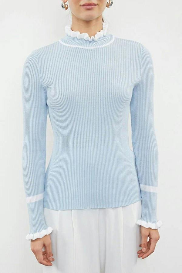 WOVCOR Color Block Knit Sweater