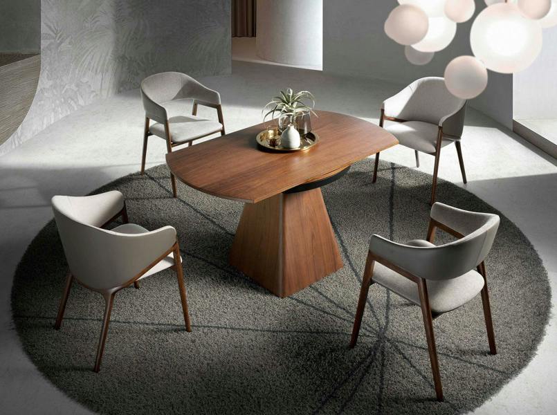 Angel Cerdá Round walnut extending dining table 1081