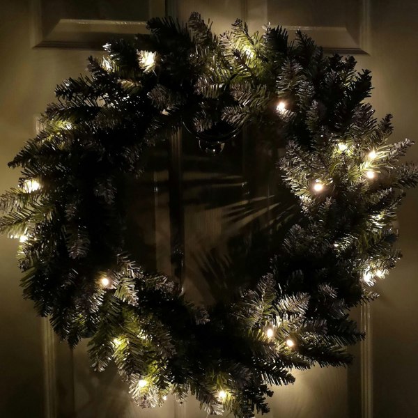 Samuel Alexander 60cm Snow Tipped Christmas Wreath with 50 Warm White LEDs and 160 Bullet Tips
