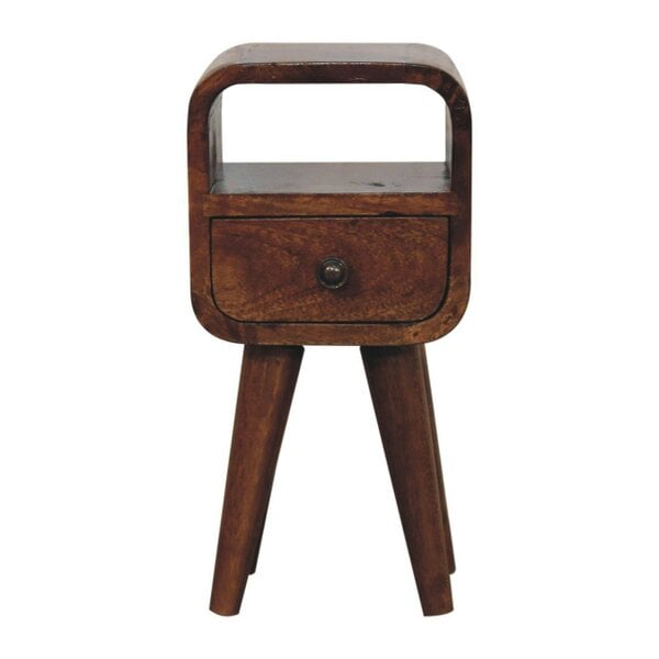 Wyld Haus Cagliari Small Chestnut Curve Drawer and Shelf Bedside Table