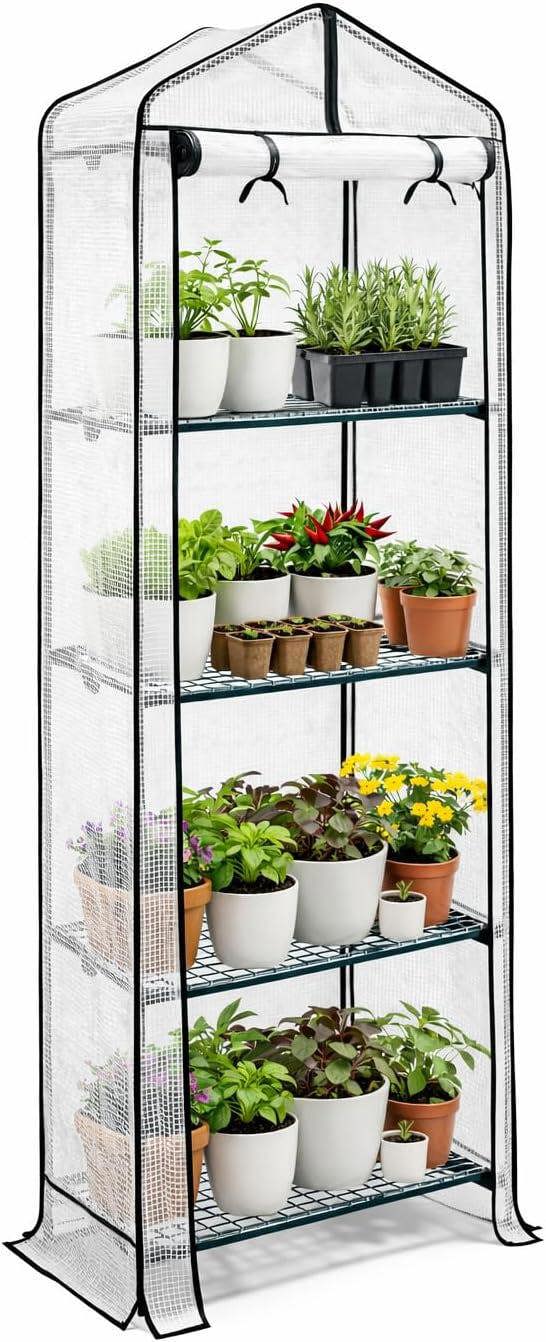My Garden Outdoor Living My Garden Greenhouse 3 & 4 Tier with Shelving & PE Mesh Cover with Zip Closure-Free Standing Greenhouse Shelves & Steel Frame
