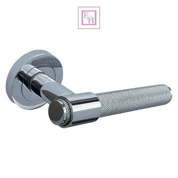 EDH Door Hardware Knurled Polished Chrome Door Handles – Internal Lever Handle Packs with Fixings