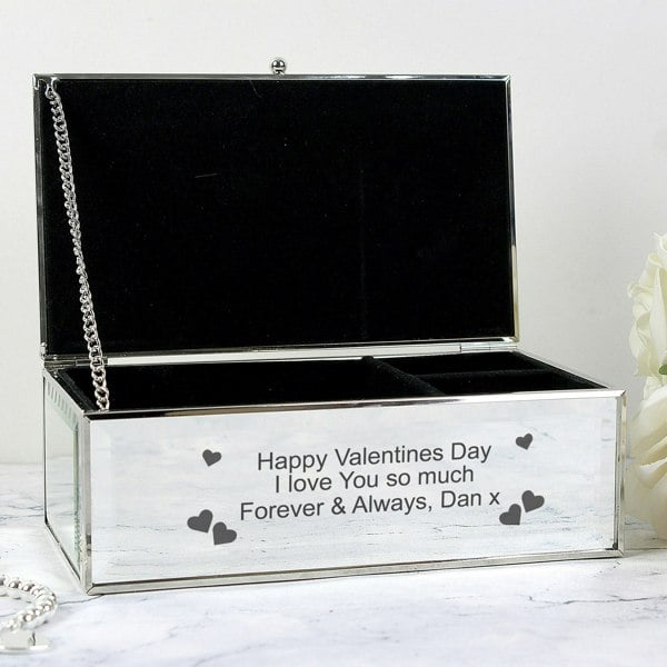 Personalised Memento Company Personalised Hearts Mirrored Jewellery Box