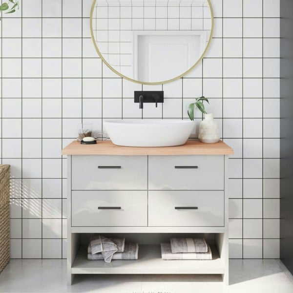 Berkfield Bathroom Countertop 100x40x4 cm Untreated Solid Wood
