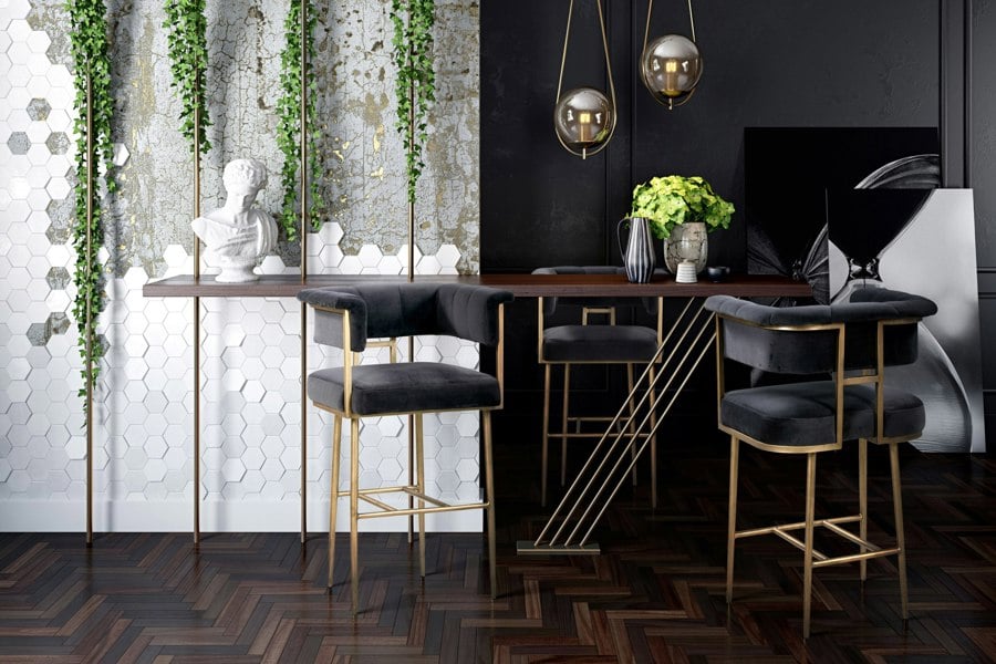 Furniture Edit Astrid Grey Velvet Bar Stool