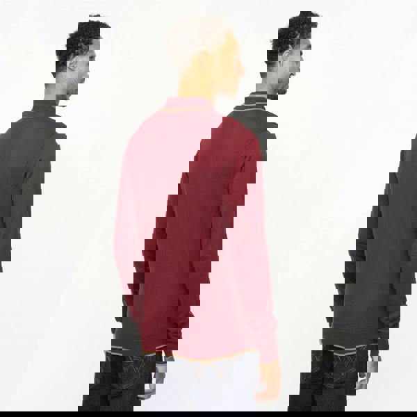 Gabicci V55GM09 Mens Lineker Long Sleeve Knitted Three Button Polo Gabicci Vintage - MULBERRY