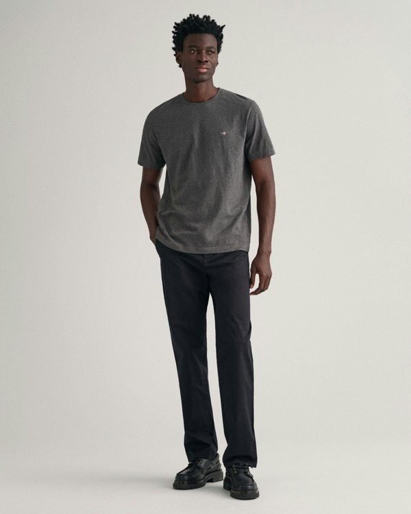 GANT Mens Regular Fit Short Sleeve Shield Logo T-Shirt - 95 Anthracite Melange