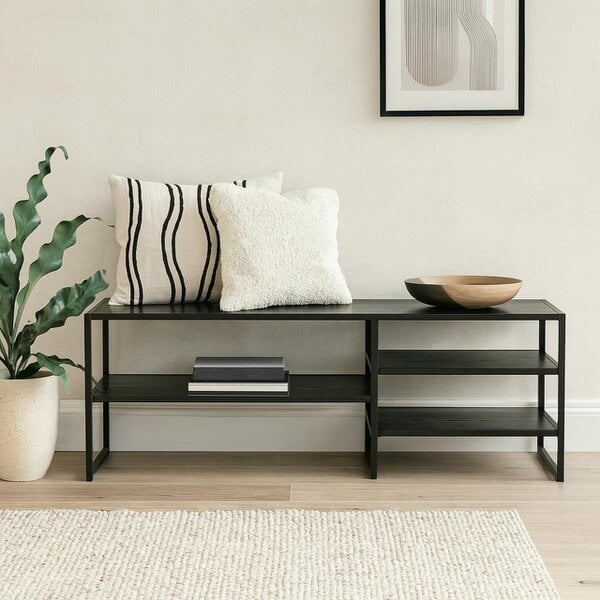 Wyld Haus El Paso Black Metal Open TV Unit 3 Black Shelves