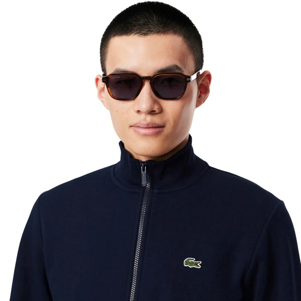 Lacoste Zip-Up High Neck Fleece Track Top Sweatshirt Midnight Blue