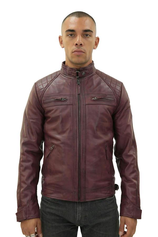 Infinity Leather Men's Vintage Leather Quilted Biker Jacket-Monaco