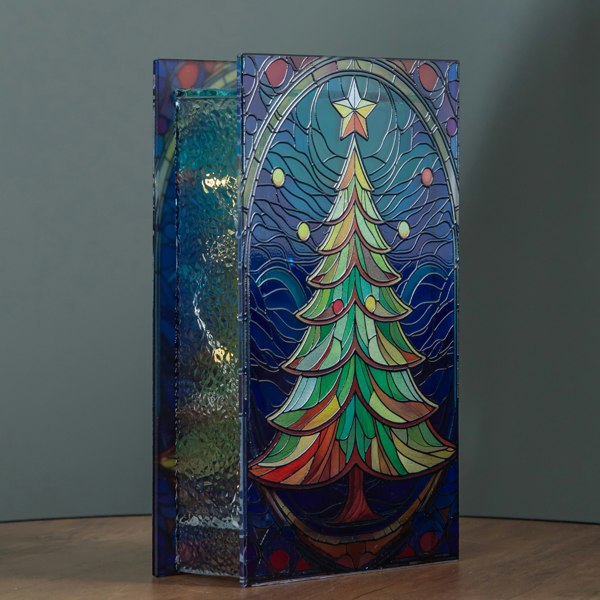 Samuel Alexander 21cm Battery Operated Double Sided Stained Glass Christmas Tree Decoration with LEDs