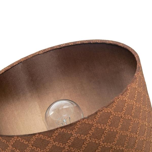 Contemporary Chocolate Brown Woven Lattice Lampshade in Textured Linen Image 5