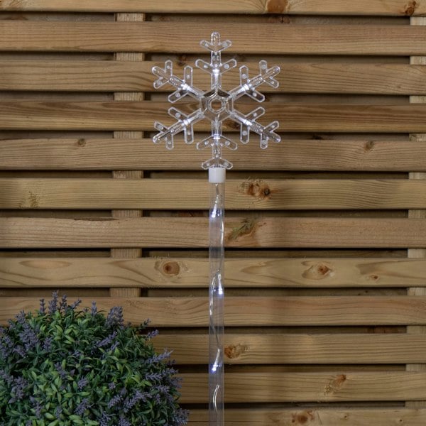 Samuel Alexander 69cm Set of 4 Plastic Crystal Snowflake Pathfinder Christmas Lights with White LEDs