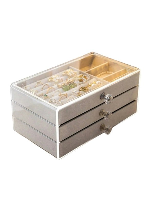 Modcraft Clear Acrylic Jewellery Storage Box 3 Tier Drawer Organizer for Rings Earrings Necklaces