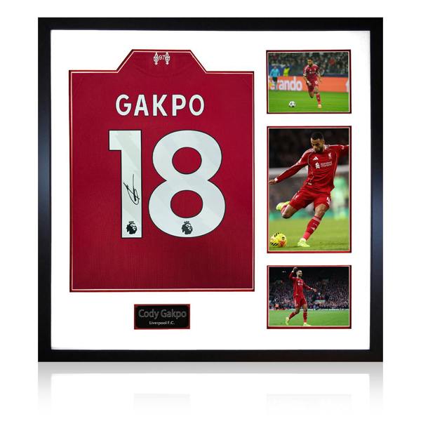 Cody Gakpo Signed Liverpool Shirt Elite Frame (ACG Cert)