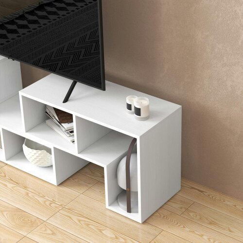 Wyld Haus Tota 134cm White Wood Effect 3 Block Modular TV Stand