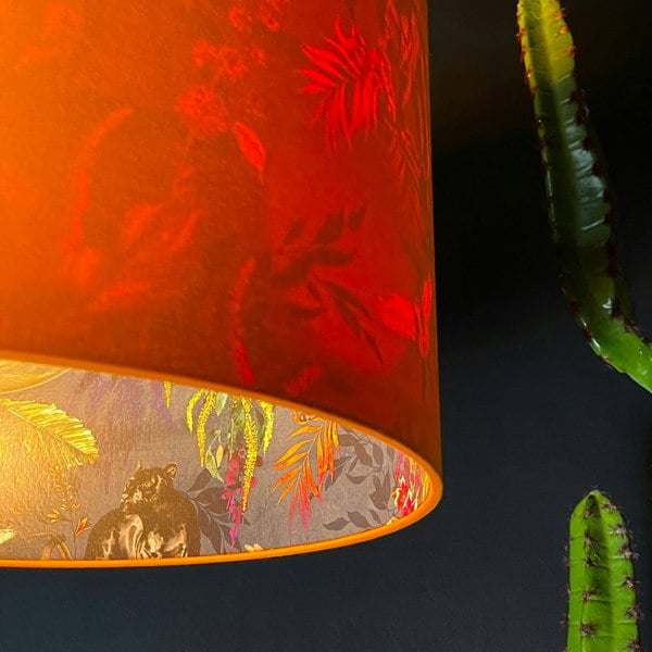 Smoke Deadly Night Shade Silhouette Lampshade in Pumpkin. Designed and Handmade by Love Frankie. Light On