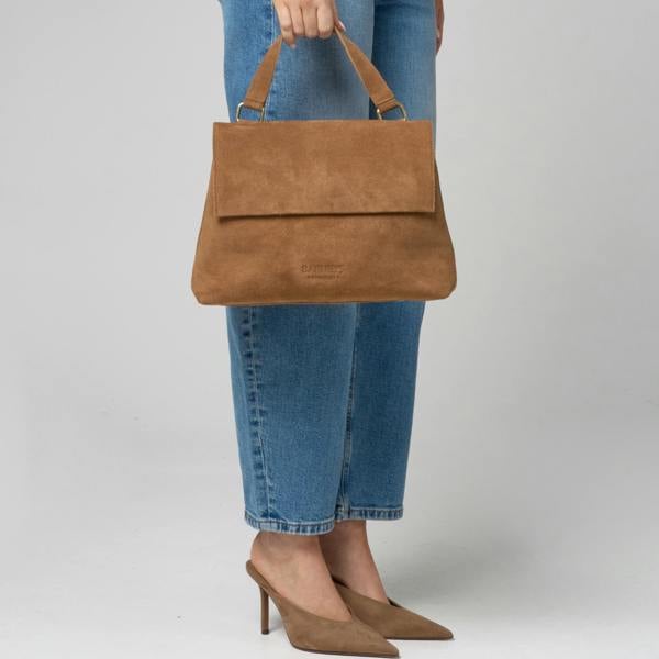 Barneys Originals Tan Real Suede Messenger Bag
