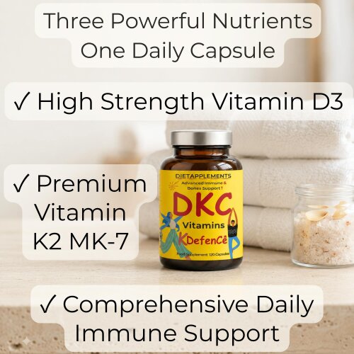 Dietapplements Vitamin D3, Vitamin K2 & Vitamin C for the Immune System & Bones