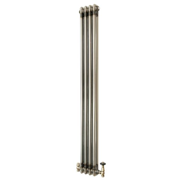 Traditional 2 Column Radiator & Valves - 1500 x 200mm - Raw Metal