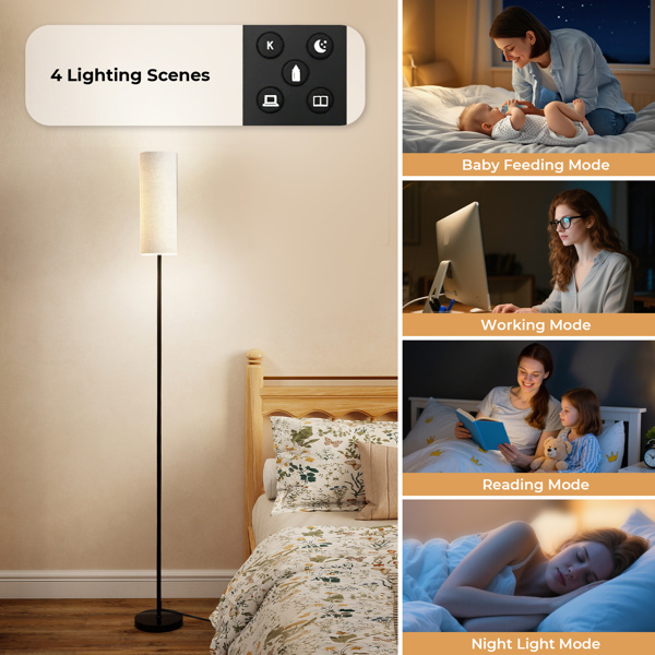 Emitto Floor Lamp Dimmable Standing Reading Light LED Colour Temperatures Black