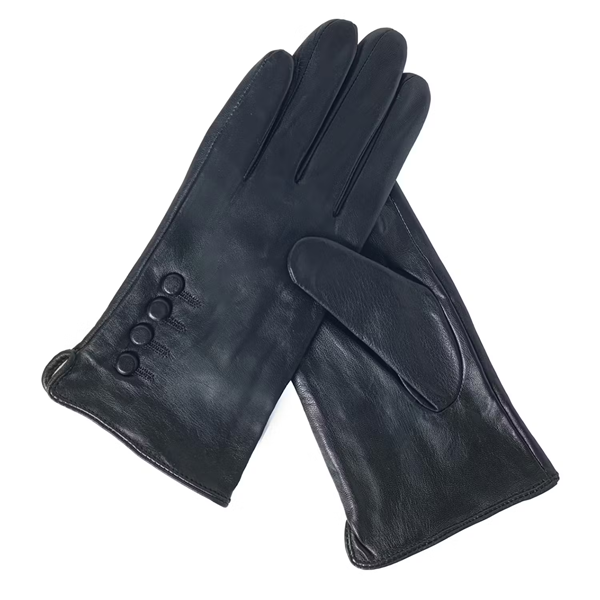 Quivano Womens Leather Gloves With 4 Button Detail