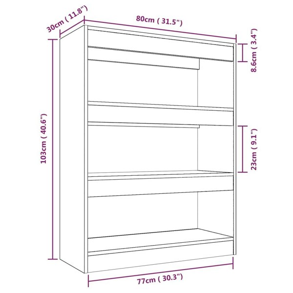 Berkfield Book Cabinet/Room Divider Grey Sonoma 80x30x103 cm Engineered wood