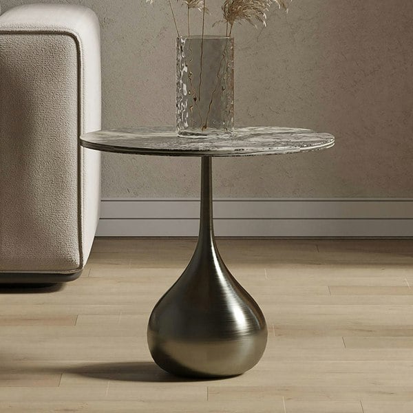 Echevarria Round Side Table, Marble-Weilai Concept