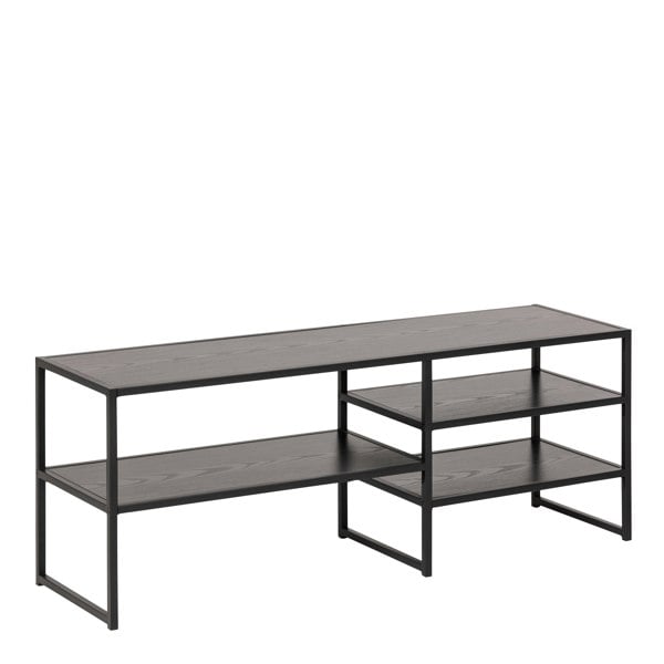 Furniture To Go Seaford Black Metal Open TV Unit with 3 Black Shelves