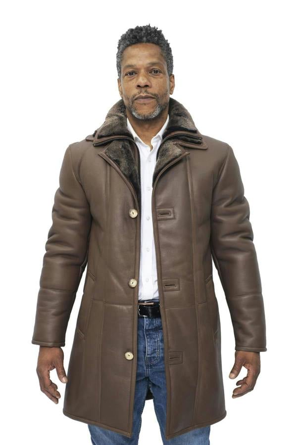 Infinity Leather Mens Warm Shearling Sheepskin Leather Coat-Ilford
