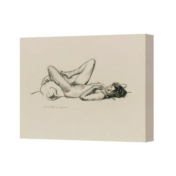 Benjamin Tate Design Reclining Nude Figure Canvas Art Print Charcoal Sketch Style 5237