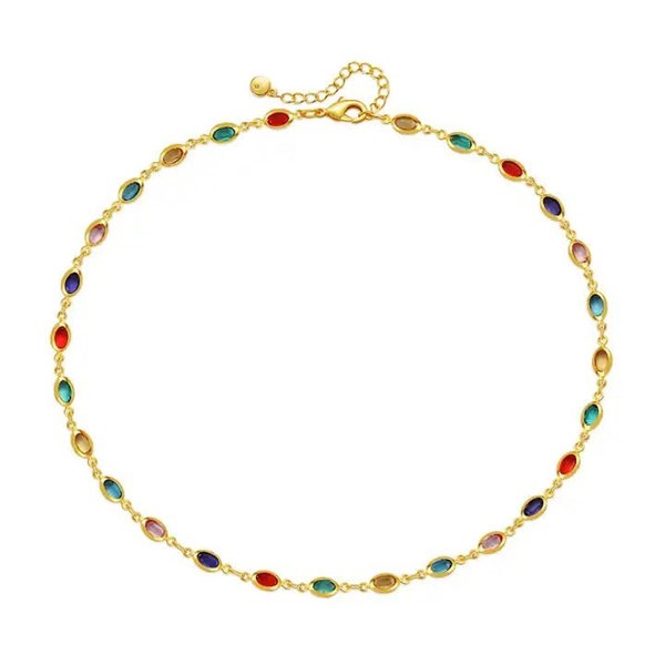 SVNX Multicolour Oval Chain Necklace