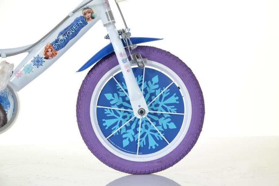 Dino Bikes Dino Snow Queen Kids 14" Wheel Bike - White/Blue
