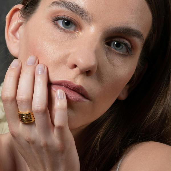 Adjustable Chunky Gold Ring for Women - namana.london