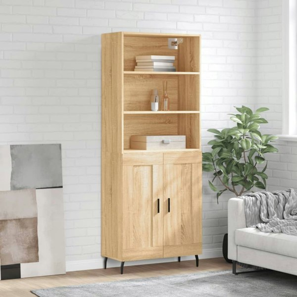 Berkfield Highboard Sonoma Oak 69.5x34x180 cm Engineered Wood