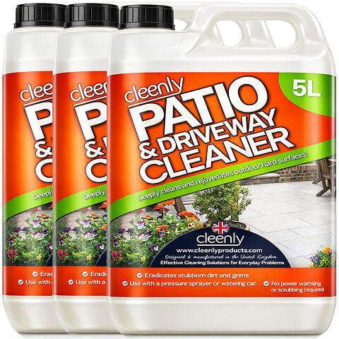 Cleenly Patio & Driveway Cleaner 15L - Remove Stains, Dirt and Grime - Use on Block Paving, Steps, Paths, Concrete
