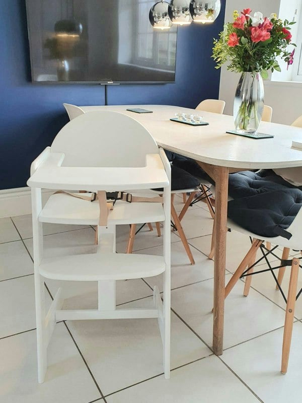 Safetots Grow with Me Wooden High Chair, White, Highchair for Baby and Toddler, converts to a Childs Chair, Stylish and Practical