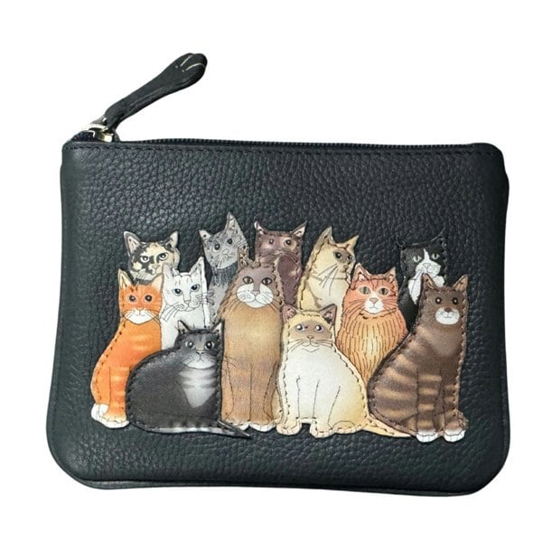 Mala Leather The Meowfia Cats Leather RFID Coin & Card Purse
