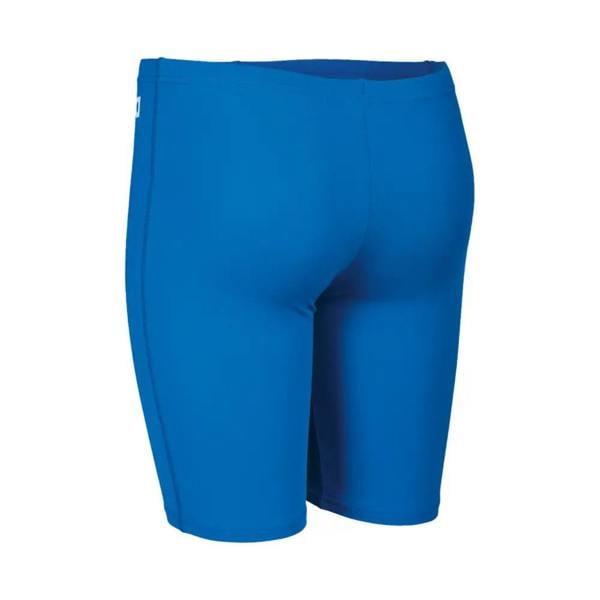 Royal blue Arena boys team solid swim jammer with white leg logo