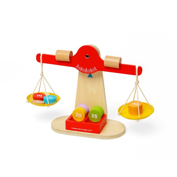 Bigjigs Toys Wooden Balancing Scales Game - Includes 7 Weighted Discs