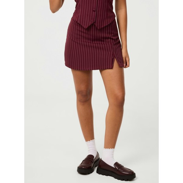 Pink Vanilla Pinstripe Skort Slit Front Skirt