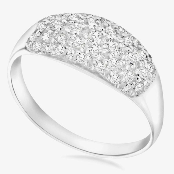T. H. Baker Sterling Silver Pave Crystal Dome Ring 8.84.6891