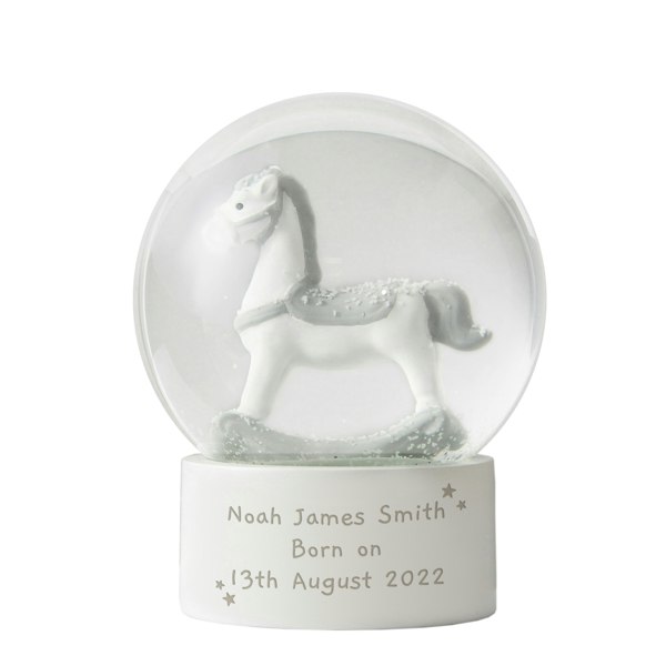 Personalised Memento Company Personalised Rocking Horse Glitter Snow Globe