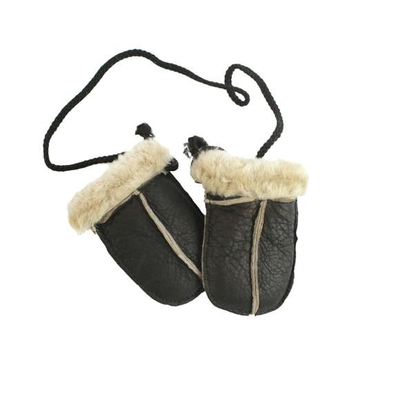 Eastern Counties Leather Childrens/Kids Corded Sheepskin Mittens - Dark Brown - 
