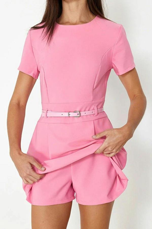 WOVCOR Belted Mini Playsuit